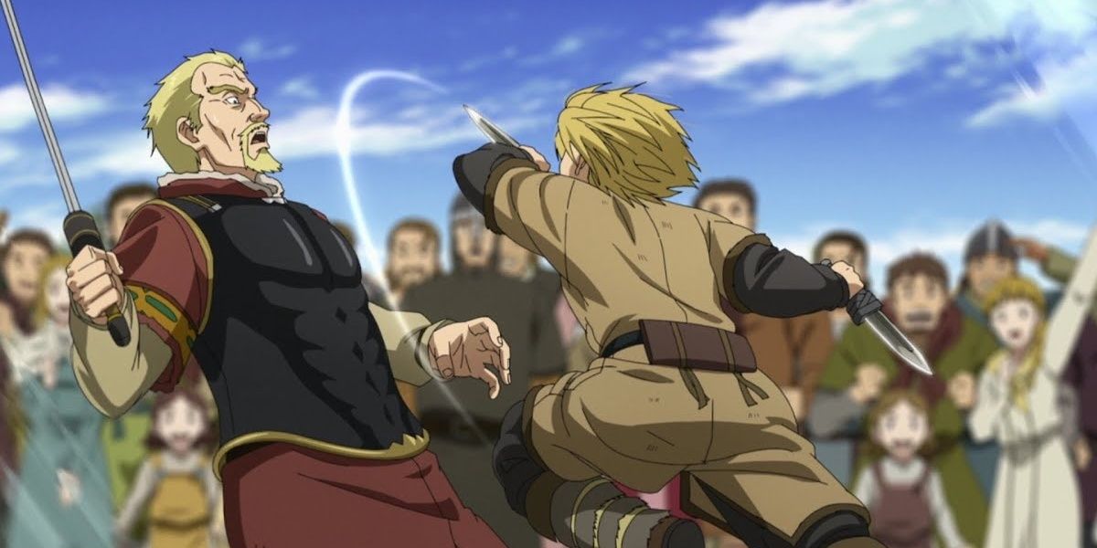Vinland Saga's Thorfinn attempting to kill off the man who killed his dad