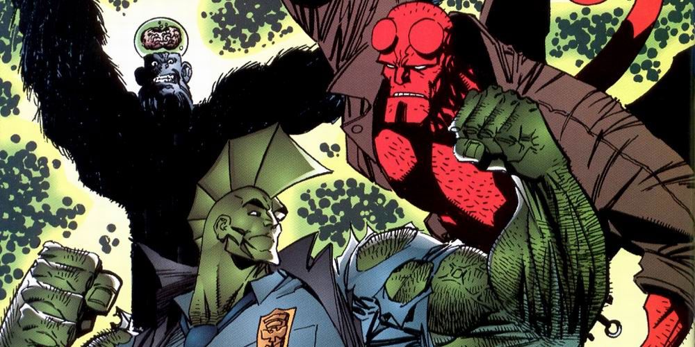 Crossover de Savage Dragon com Hellboy nos quadrinhos da Dark Horse