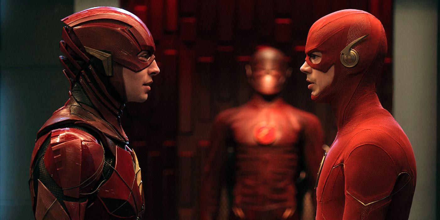 Grant Gustin and Ezra Miller meet as the Flash in Crisis On Infinite Earths.