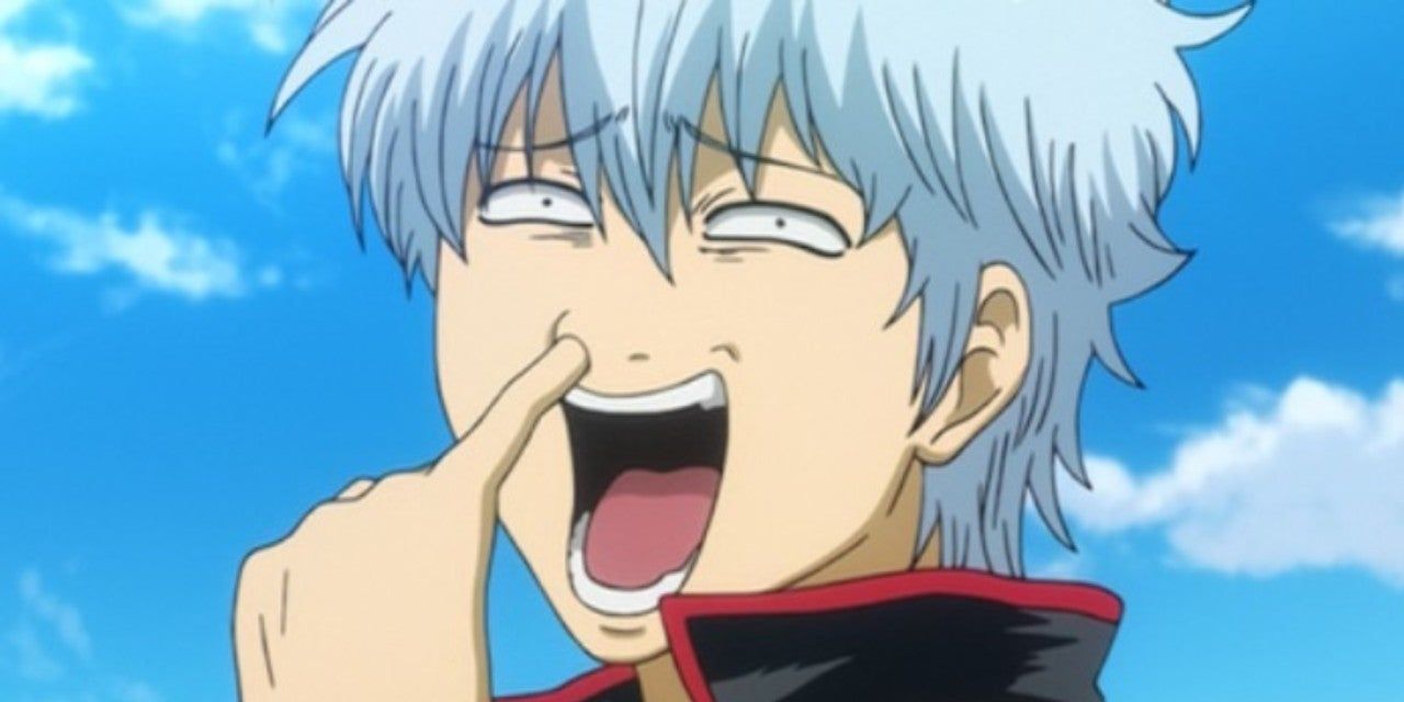 Gintoki picking his nose and cackling in Gintama.