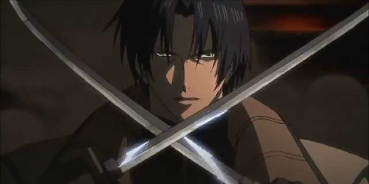 Aoshi holding his swords