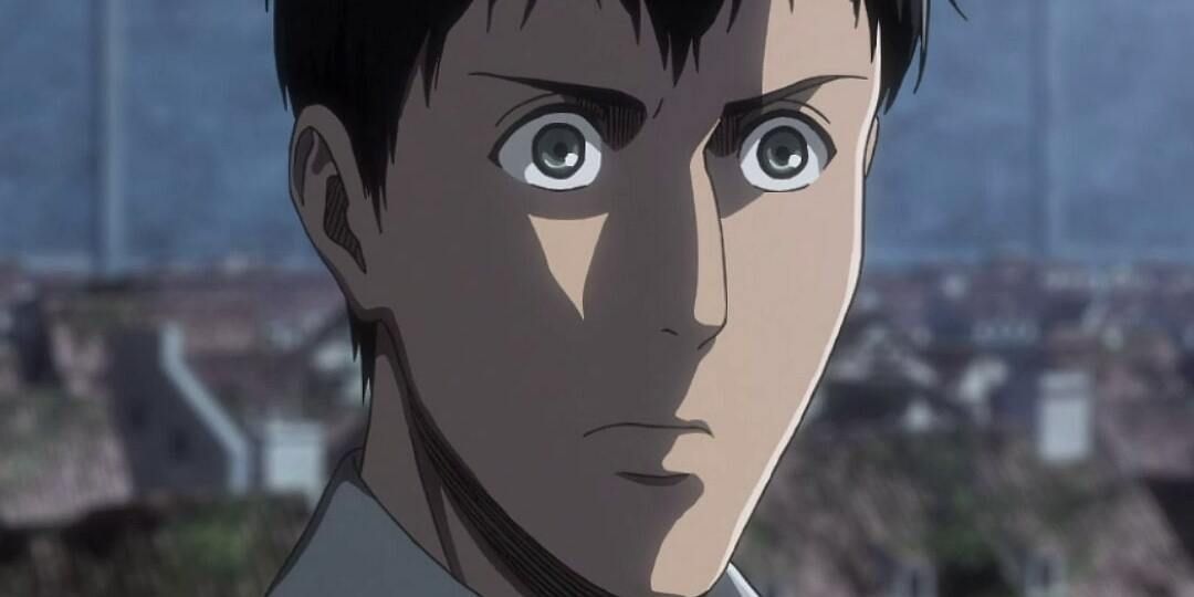 Bertholdt Hoover staring intensely in Attack On Titan.