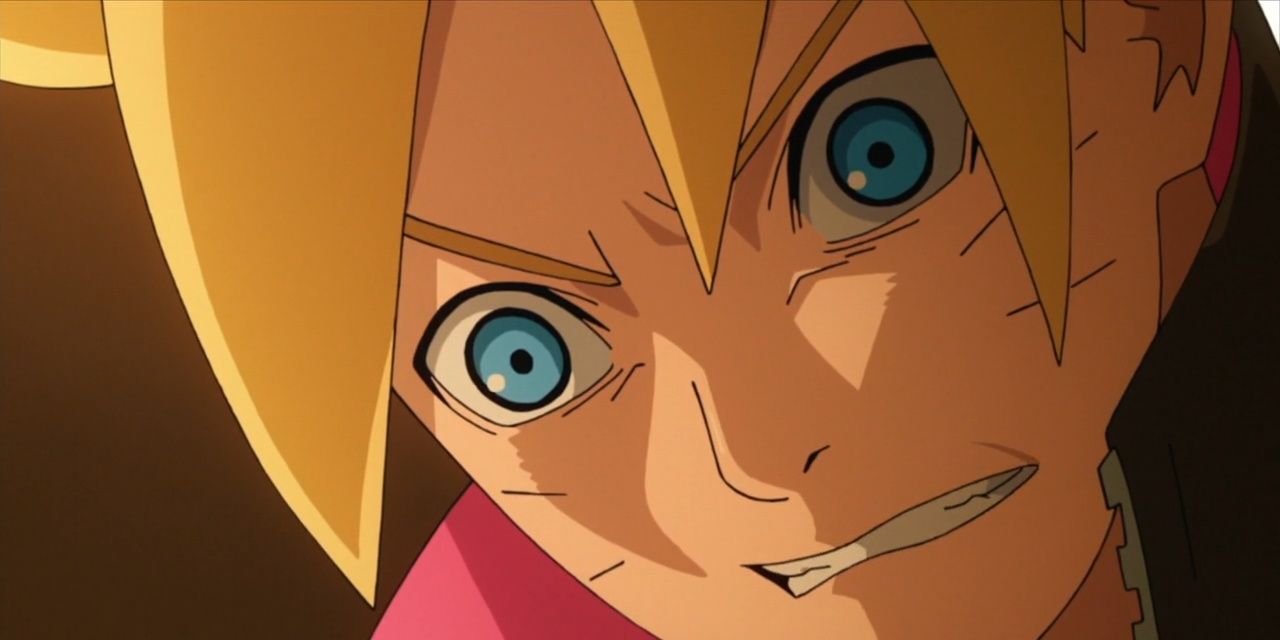 Boruto with an angry expression on his face