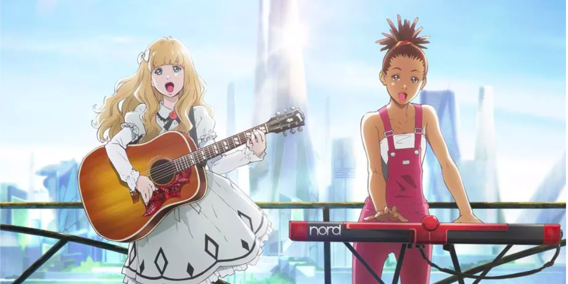 Carole and Tuesday playing music.
