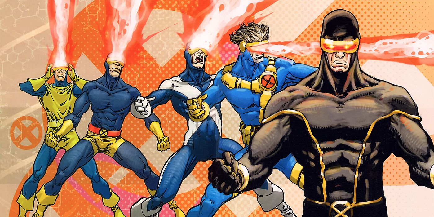 Cyclops of the X-Men in various costumes