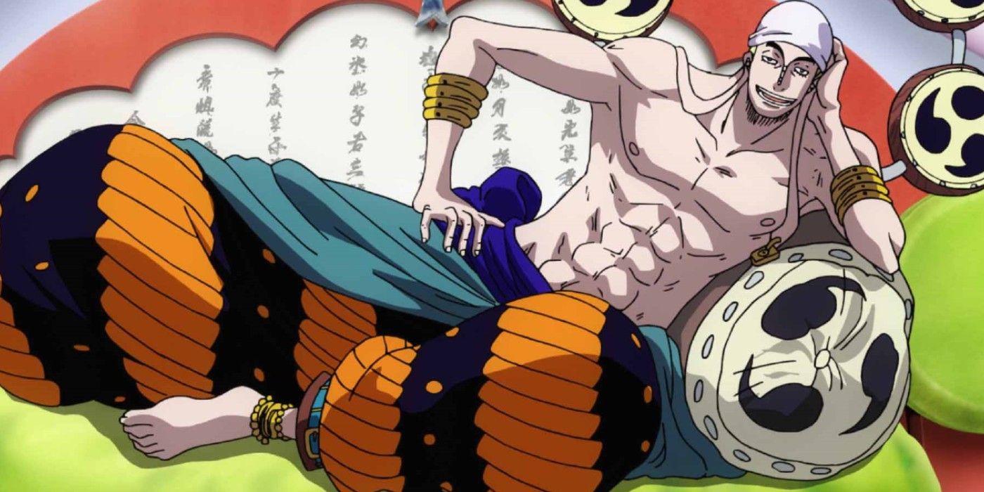 Eneru leaning on his side in One Piece