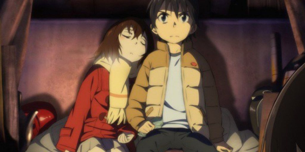 Anime Erased Sleeping on Shoulder