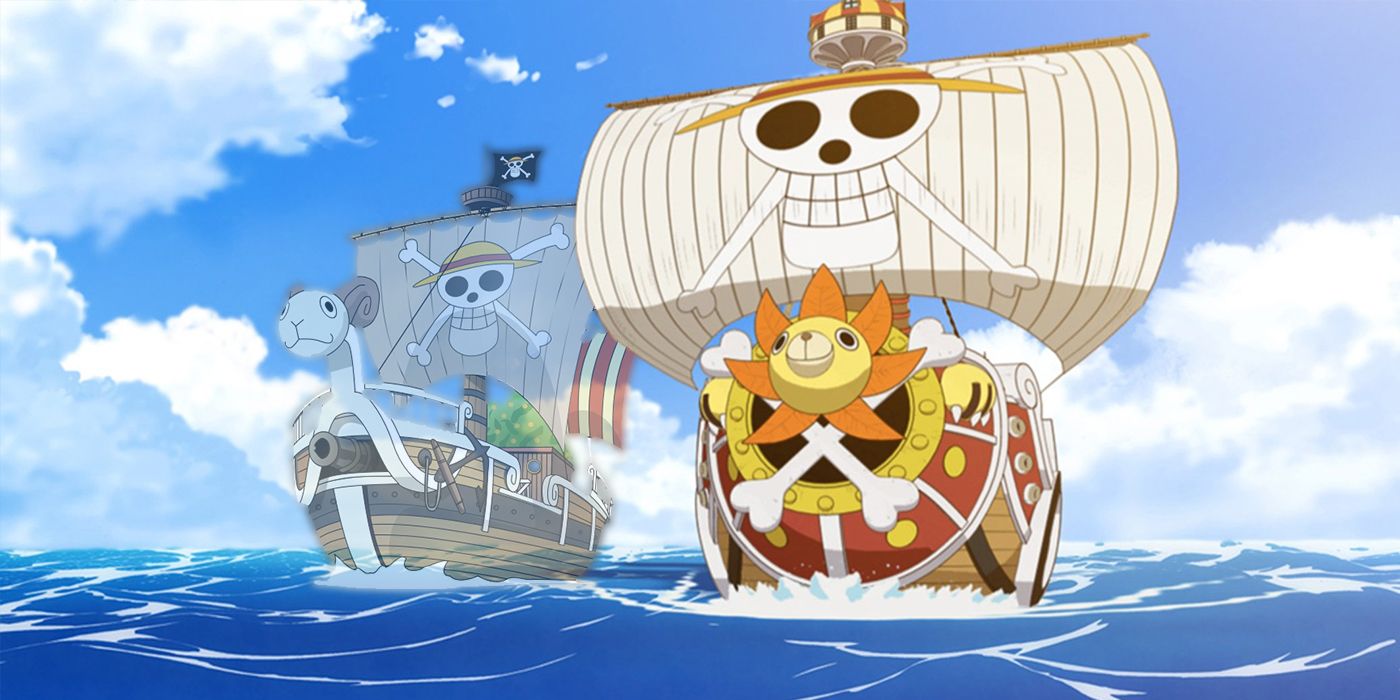 The Going Merry and the Thousand Sunny ships in One Piece