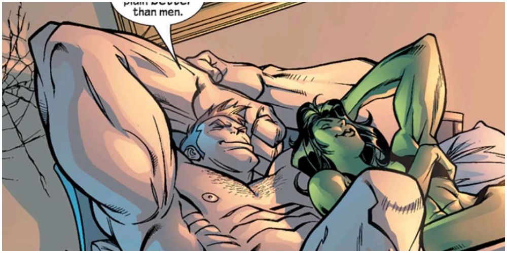 Juggernaut and She-Hulk in bed together