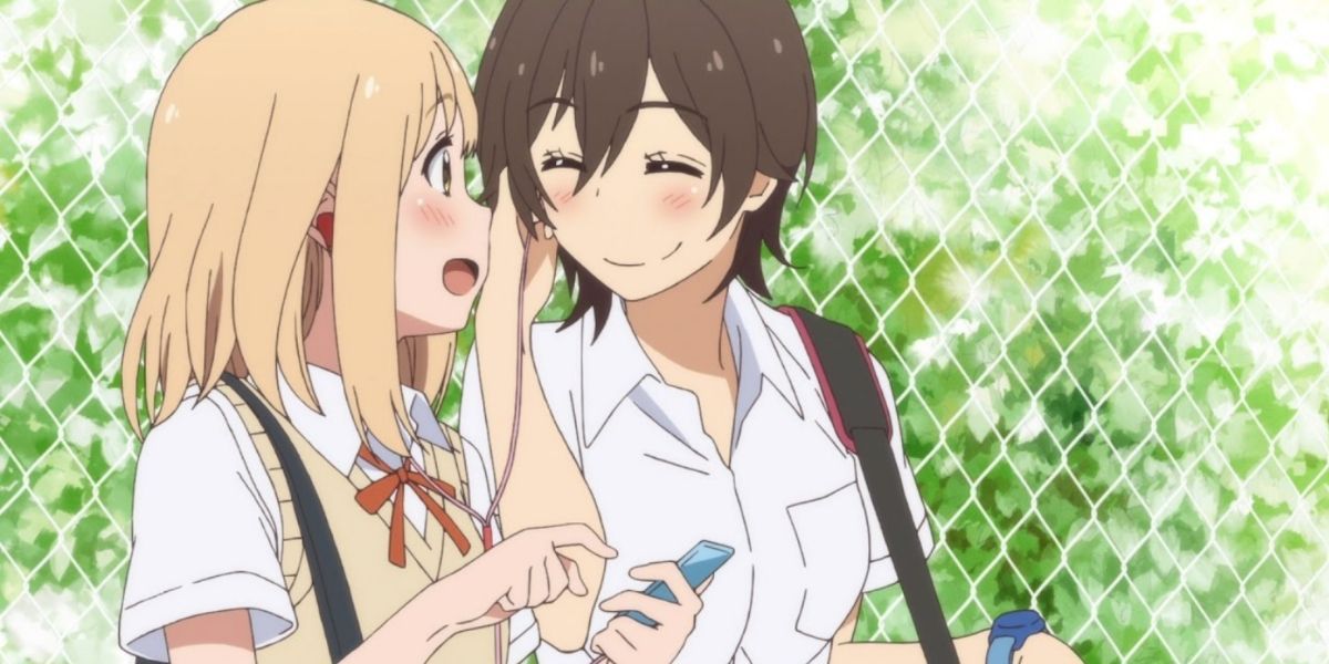  Yui Yamada and Tomoka Kase smiling and blushing in Kase-san and Morning Glories.