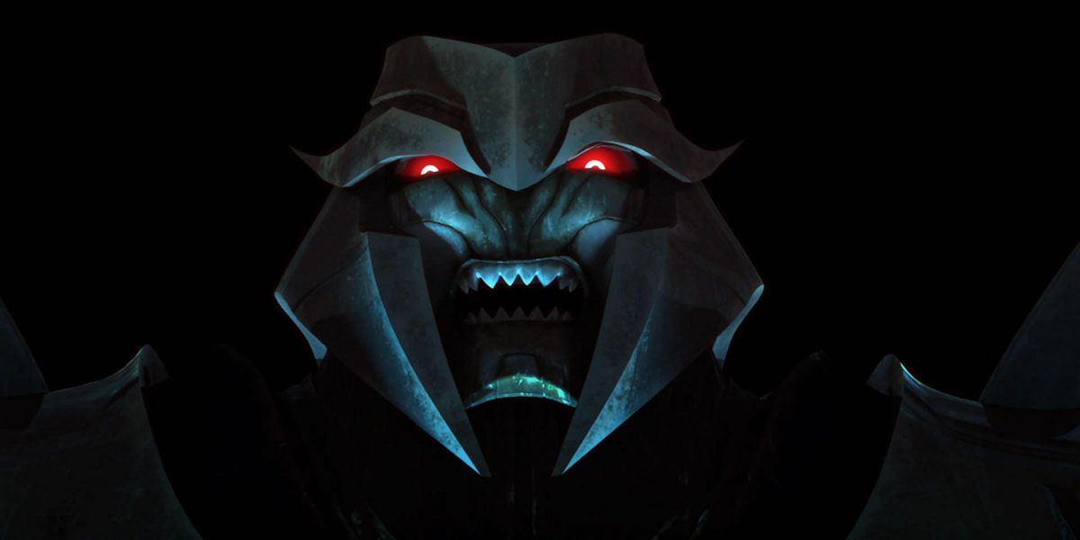 An animated Megatron Looming from the darkness