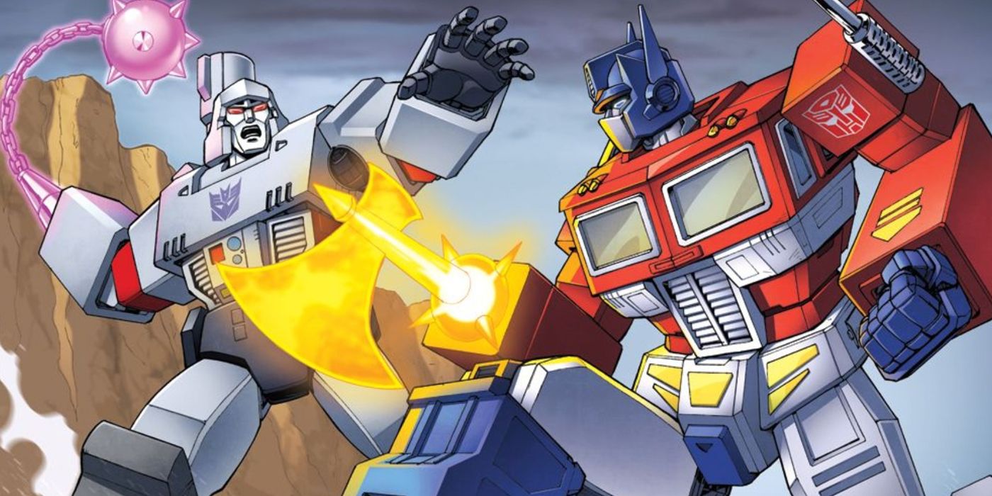 Megatron fighting Optimus Prime from Transformers cartoon
