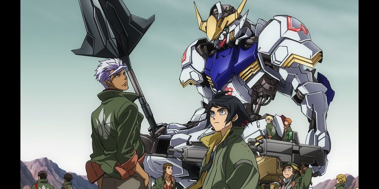 Characters posing in Mobile Suit Gundam: Iron-Blooded Orphans.