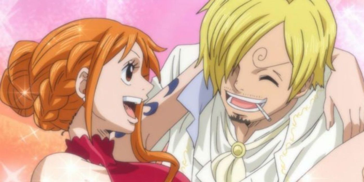 Nami flerta com Sanji em Whole Cake Island em One Piece
