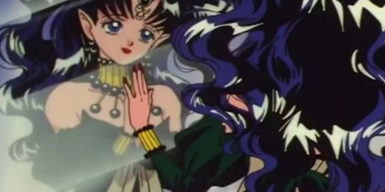 Nehelenia looking into a mirror in Sailor Moon S.