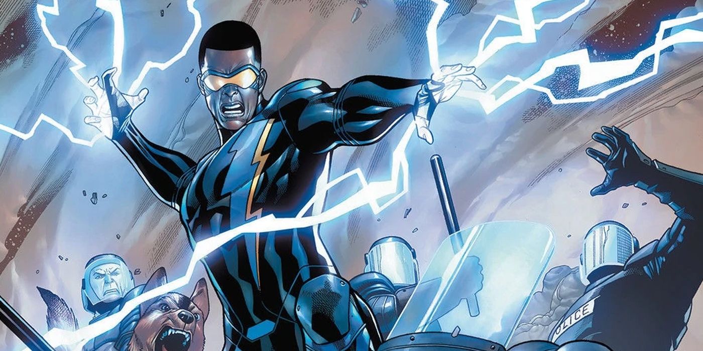 Black Lightning using his electrical abilities