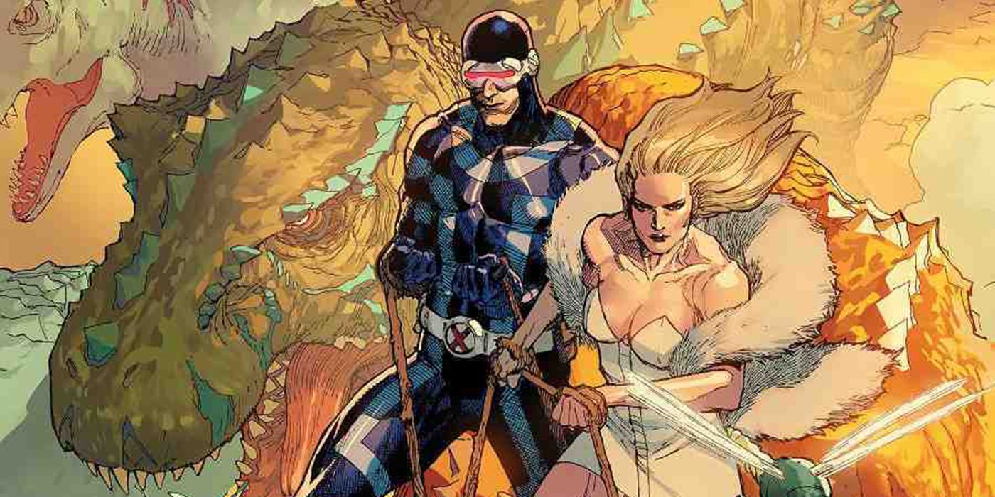 Scott Summers and Emma Frost in the Savage Land together