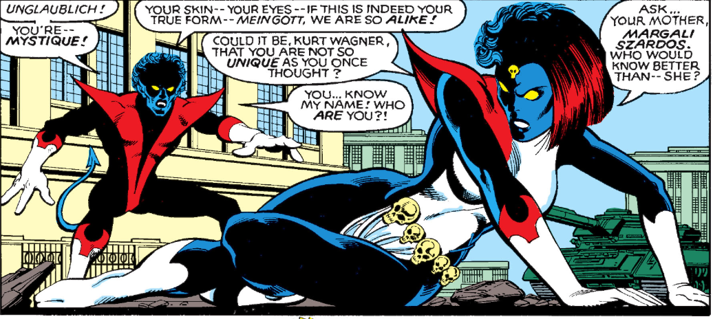 Nightcrawler and Mystique talk in Marvel Comics