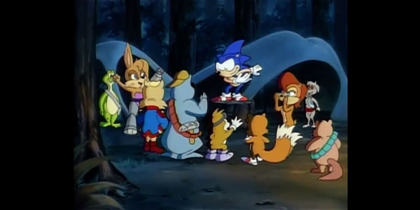 El elenco de Sonic SatAM ve a Sonic hacer una reverencia