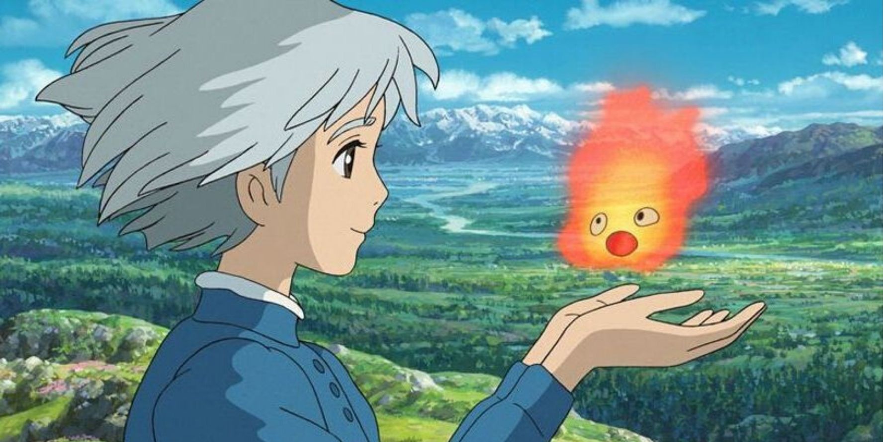 Sophie and Calcifer in Howl's Moving Castle
