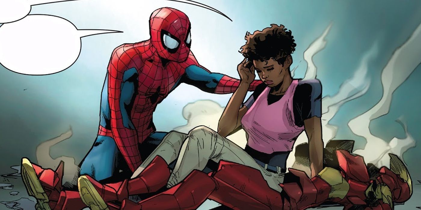 Spider-Man and Riri Williams in her Ironheart armor