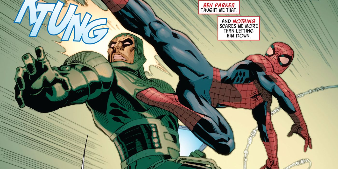 An image of Spider-Man kicking Psycho-Man