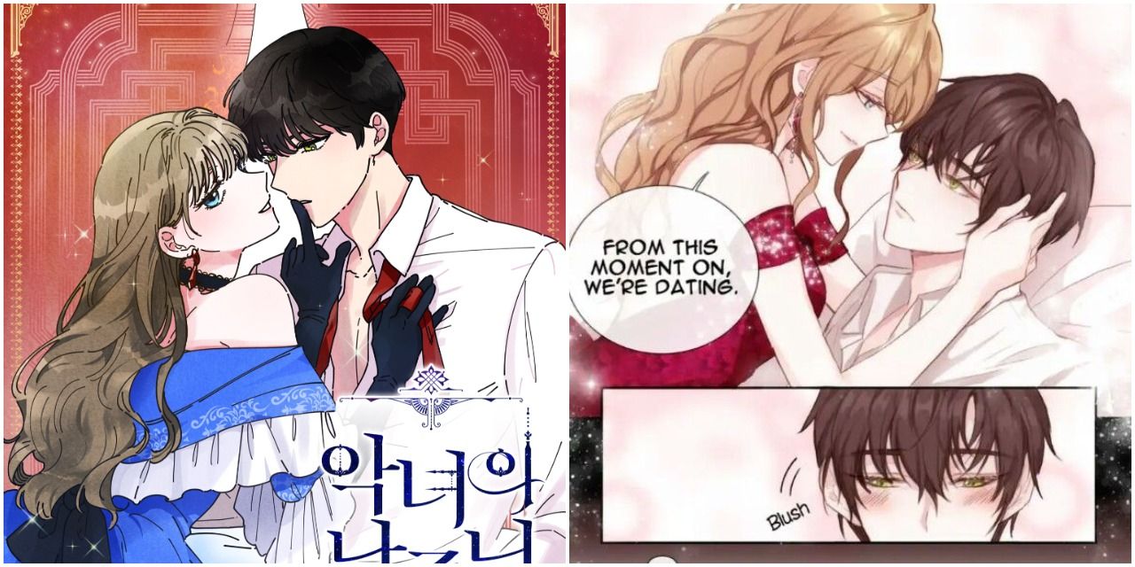 A split image features Yunifer and Ishid in The Evil Lady's Hero manhwa