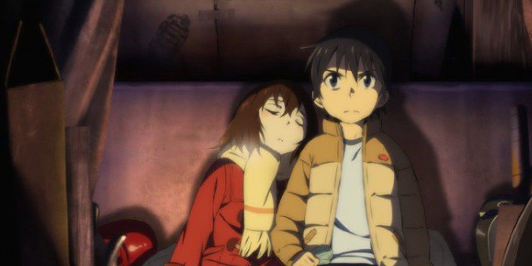 Holding hands in an abandoned train car in Erased