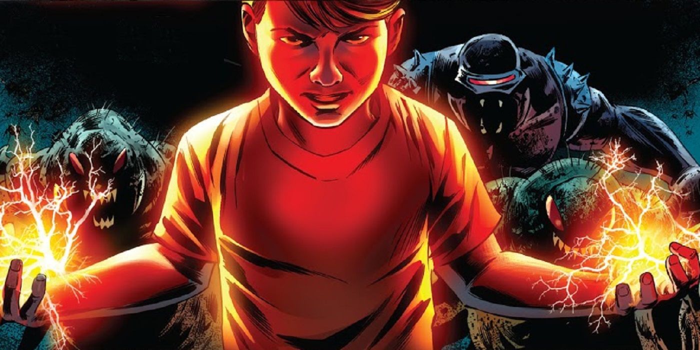 Franklin Richards using his abilities to create monsters