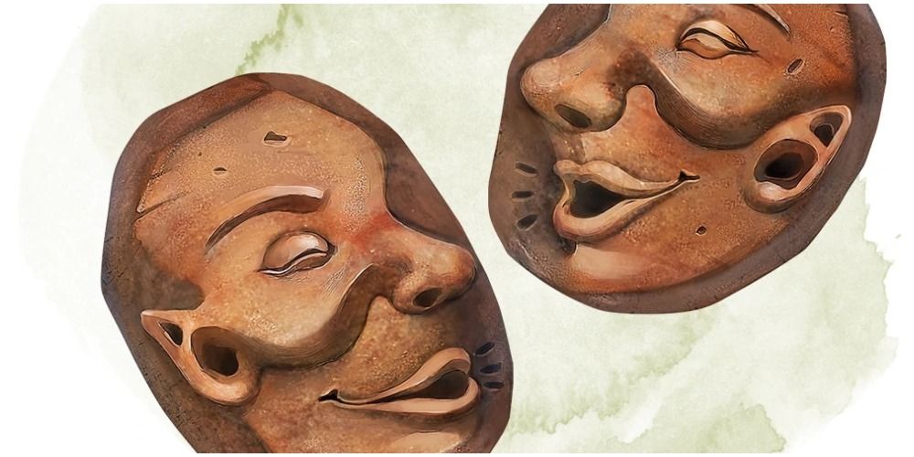 a pair of sending stones from dnd, clay stones with faces on them