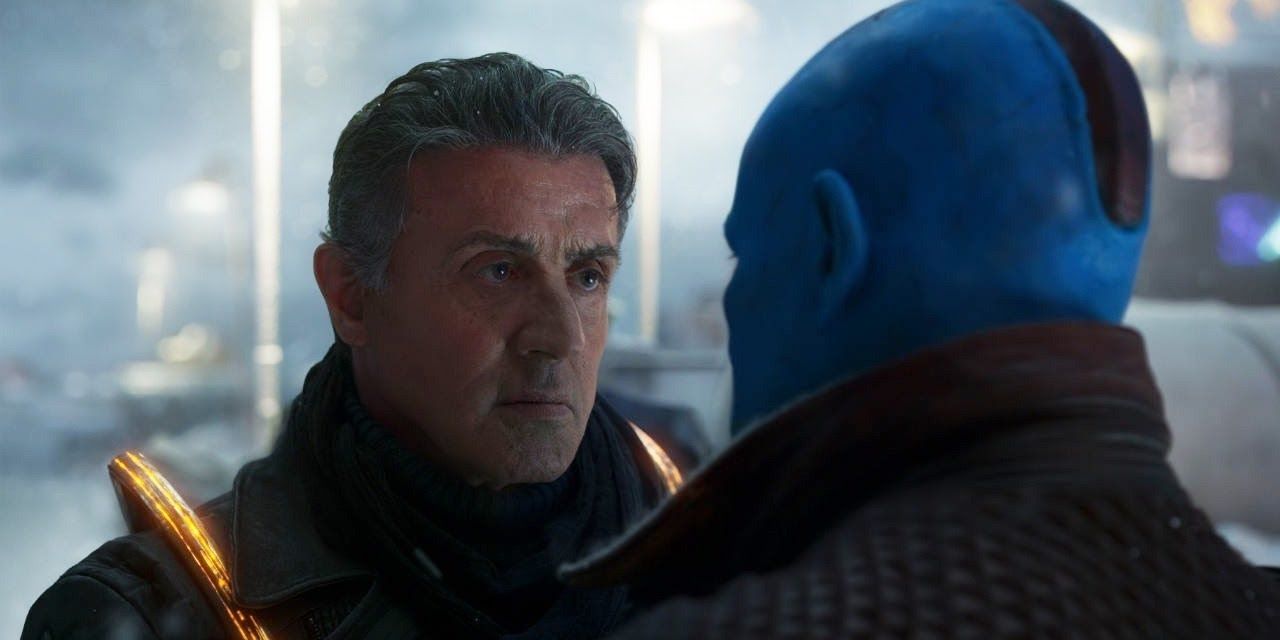 Sylvester Stallone's Stakar Ogord talking to Yondu in Guardians of the Galaxy