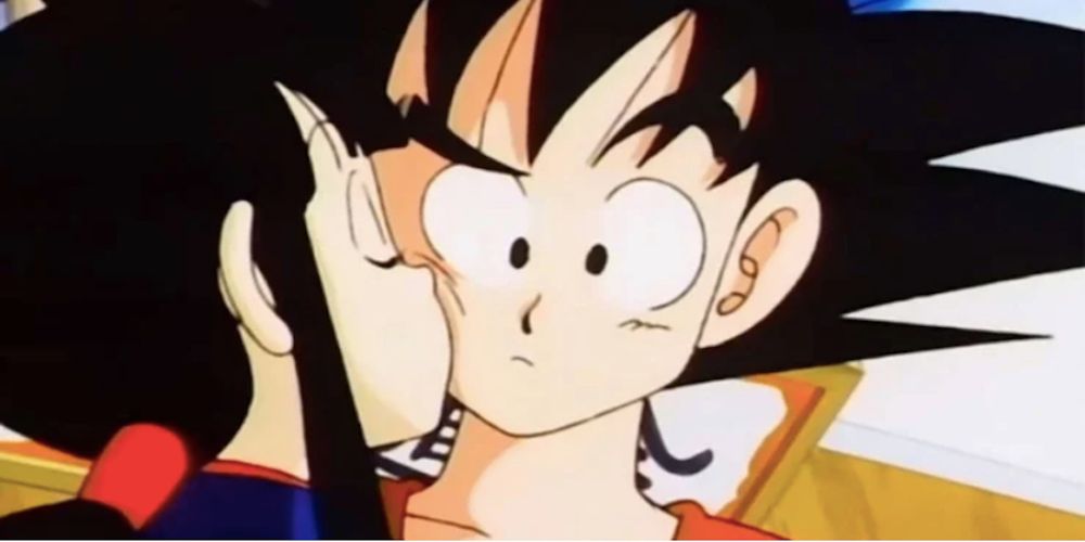 Goku getting a kiss