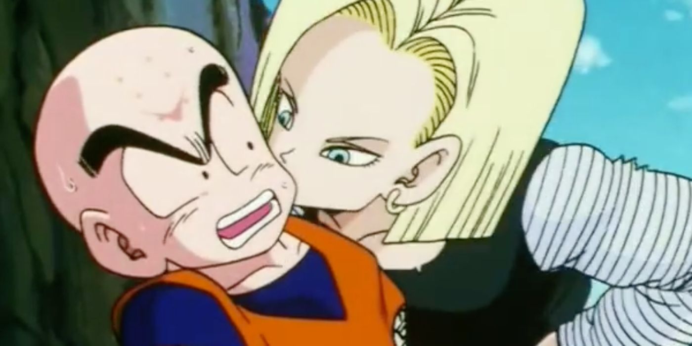 Android 18 kisses Krillin
