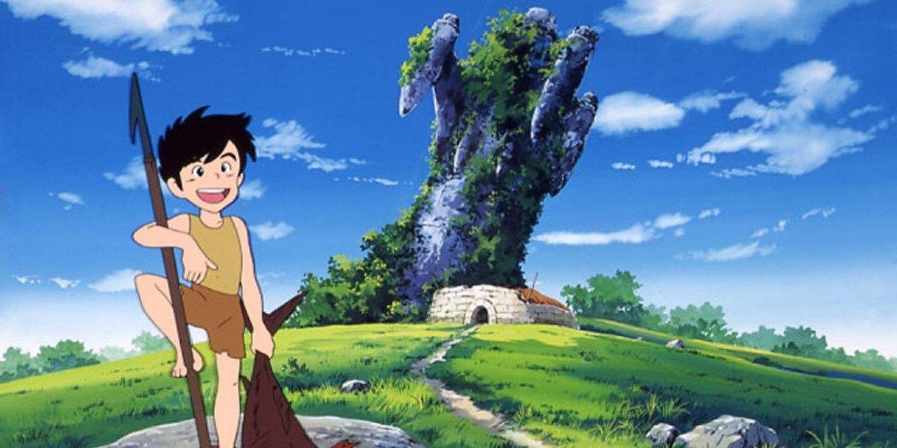Conan observa seu entorno em Future Boy Conan, de Hayao Miyazaki.