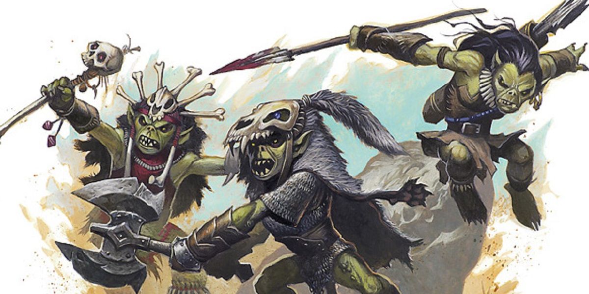 A trio of goblins with different weapons in DnD