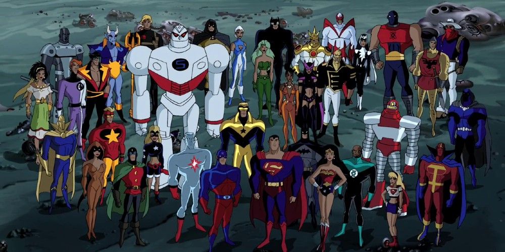 All the heroes from Justice League Unlimited