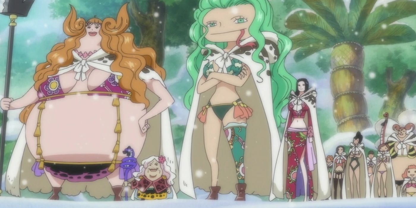 Boa Hancock, former Warlord of the Sea & Empress of Amazon Lily, with crew, Kuja Pirates - One Piece