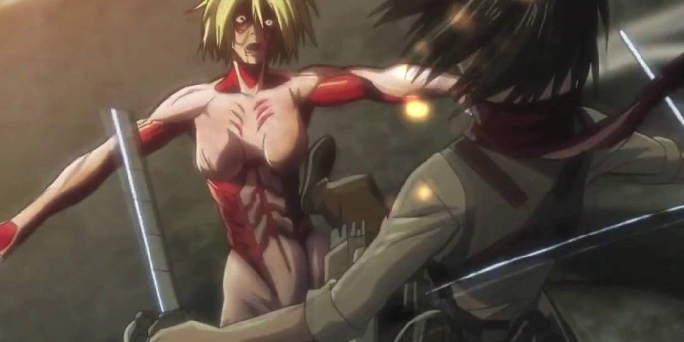 Mikasa fights the Female Titan AOT