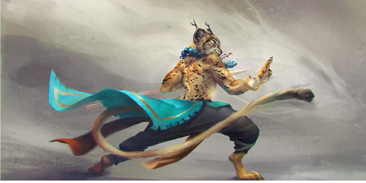 A Tabaxi monk fighting in DnD.