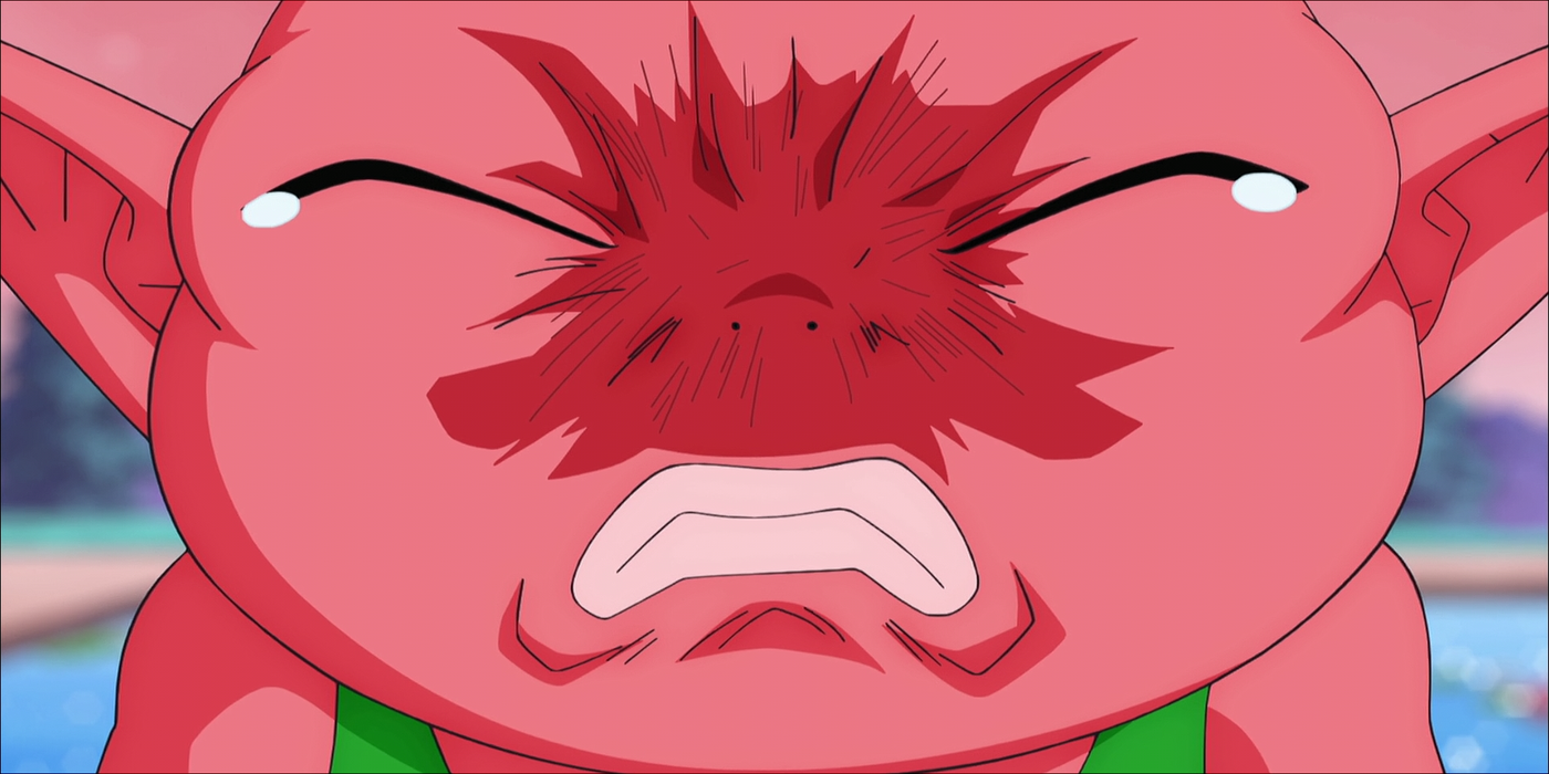 Monaka's face after a punch from Goku