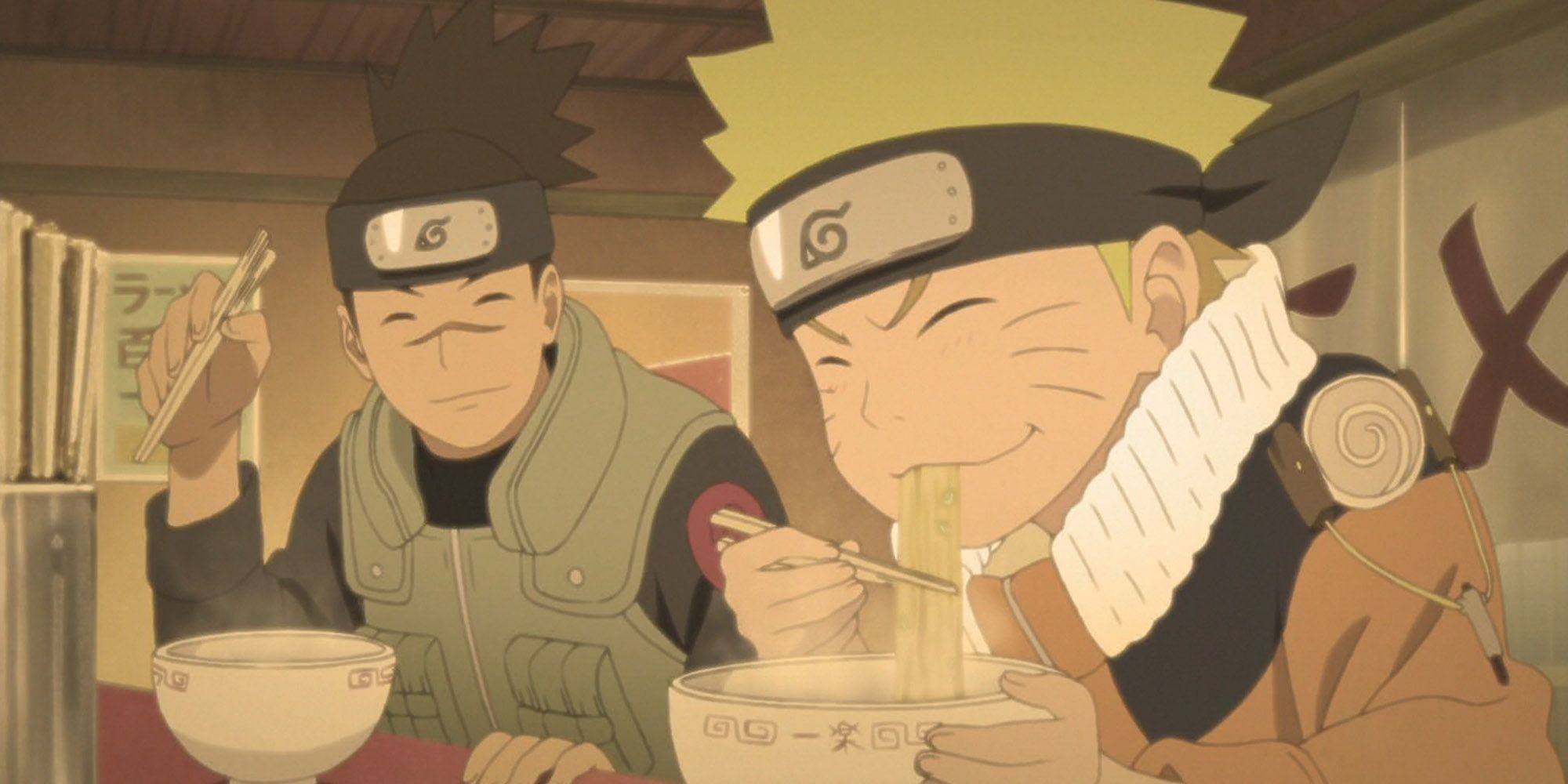 Iruka and Naruto eat Ichiraku ramen