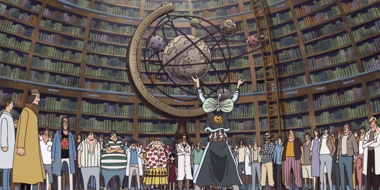 The scholars of Ohara sacrificing their lives before the Marines' Buster Call hits during One Piece's Enies Lobby Arc