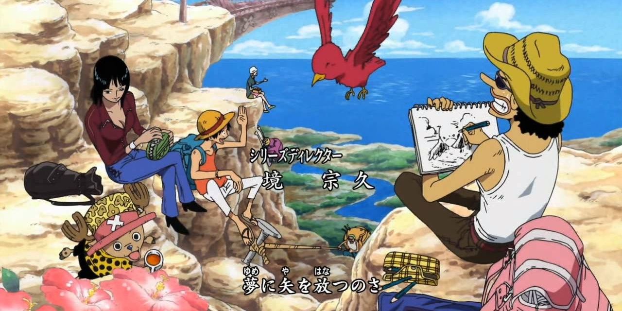 The Straw Hats Relaxing On A Cliff Side