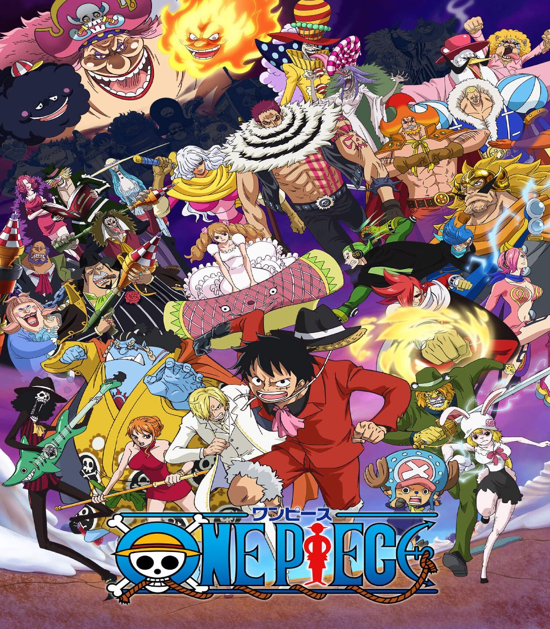 The cast of One Piece run together