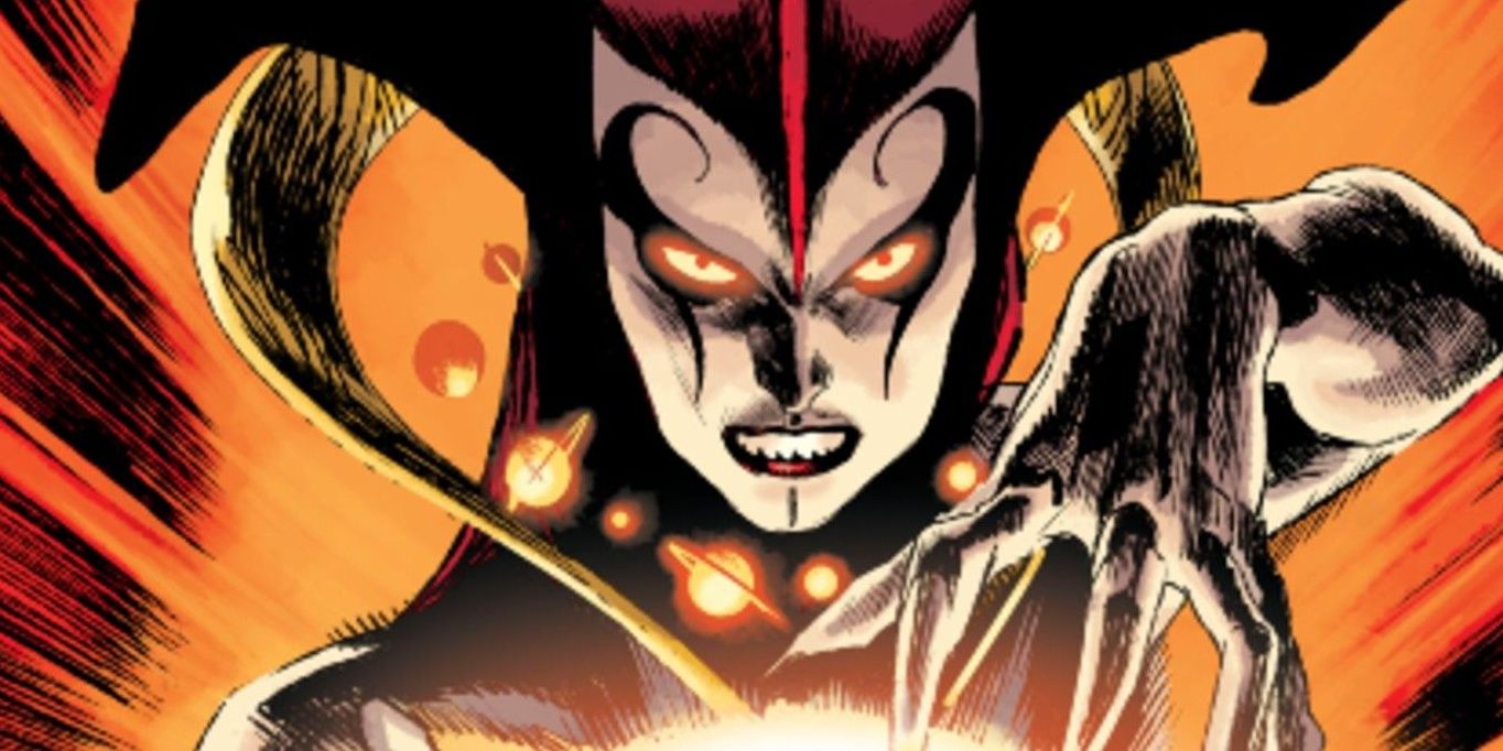 A close-up of Perpetua making a menacing expression in DC comics