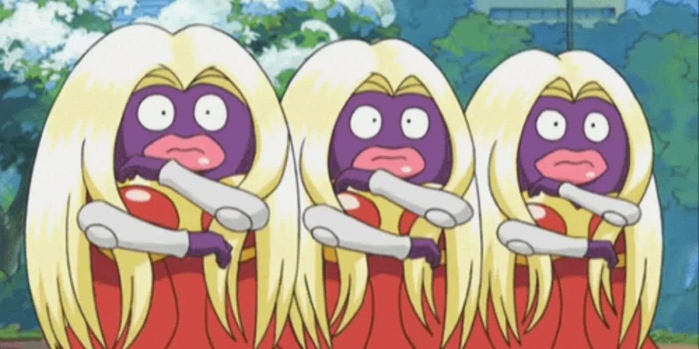 A trio of Jynx look confused in Pokemon anime