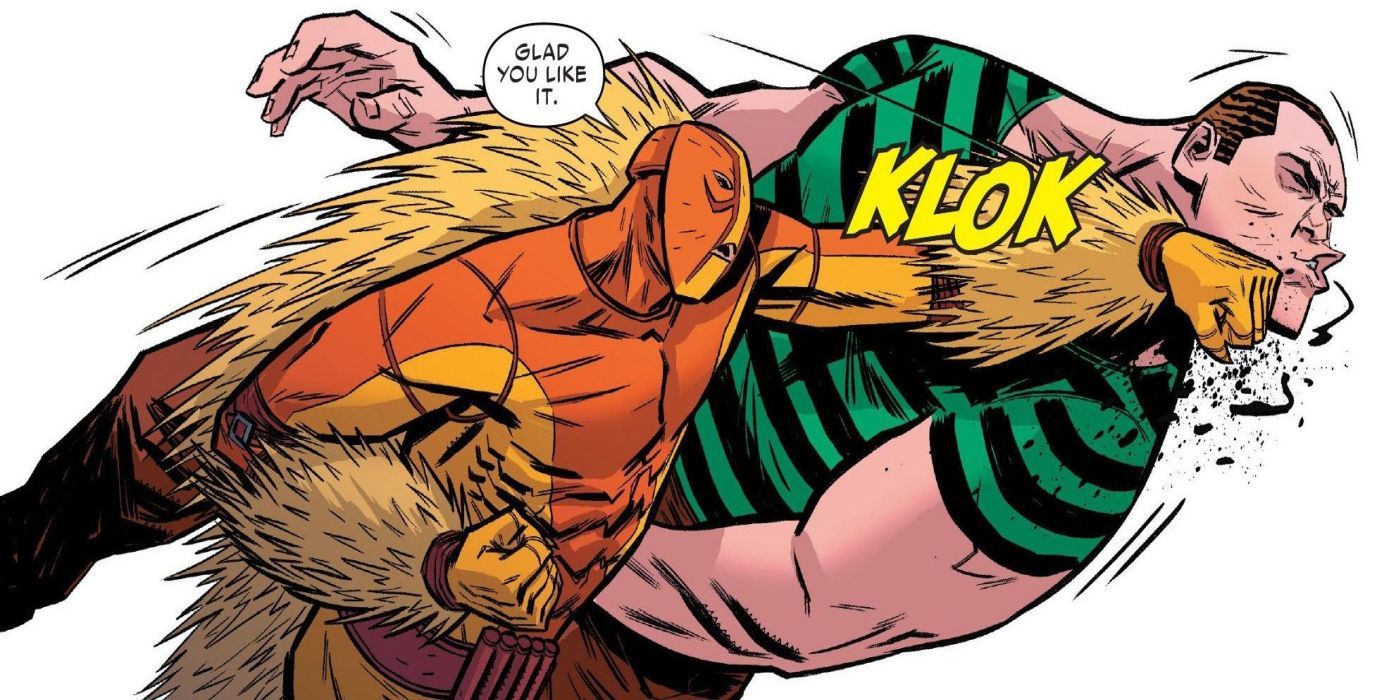 Porcupine fighting Sandman in Marvel Comics