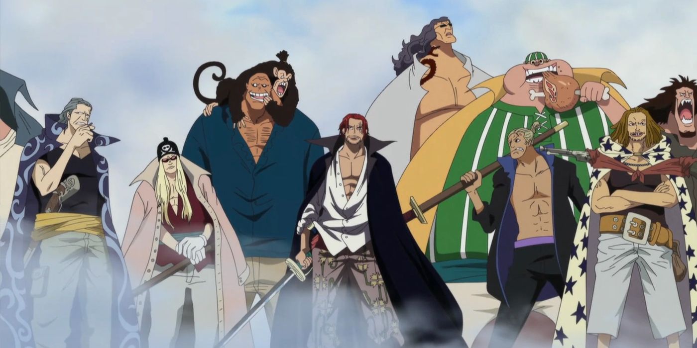 Shanks and the Red Hair Pirates in One Piece.