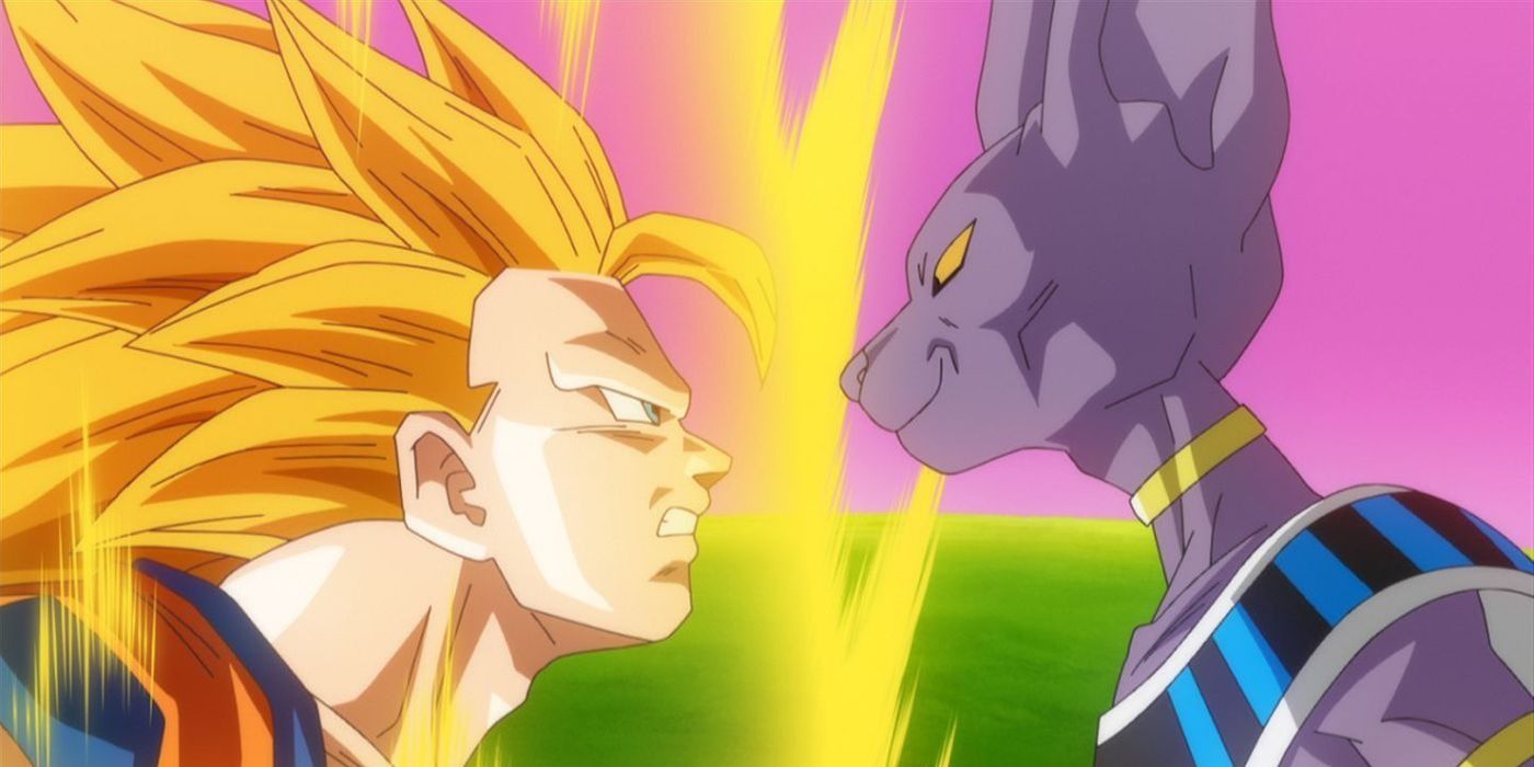 Goku versus Beerus in Dragon Ball.