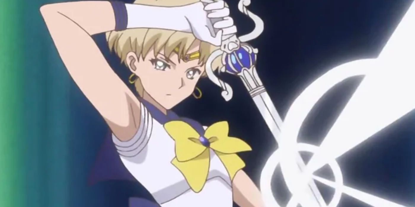 sailor uranus about to attack with her sword in sailor moon crystal